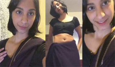Indian NRI Girl In Black Saree Mastrubating & Fucking Hard